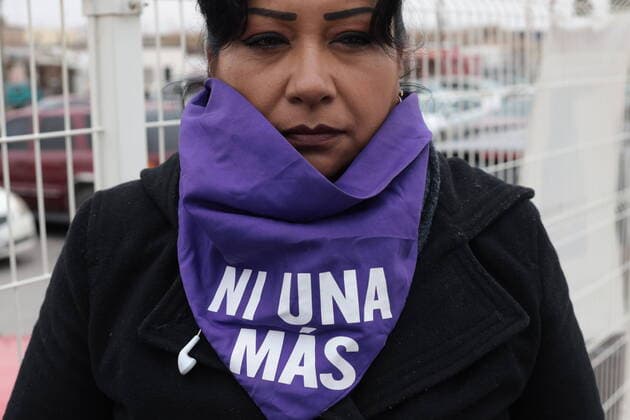 Mexico: Feminist march 10 years after the disappearance of Idaly Juache Laguna, family members and activists carry out march and memorial in the specialized women s prosecutor. Juarez Mexico Copyright: DavidxPeinado