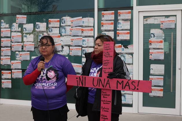 Mexico: Feminist march 10 years after the disappearance of Idaly Juache Laguna, family members and activists carry out march and memorial in the specialized women s prosecutor. Juarez Mexico Copyright: DavidxPeinado