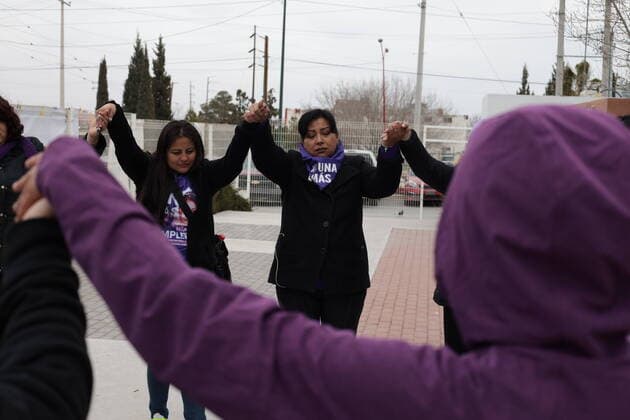Mexico: Feminist march 10 years after the disappearance of Idaly Juache Laguna, family members and activists carry out march and memorial in the specialized women s prosecutor. Juarez Mexico Copyright: DavidxPeinado