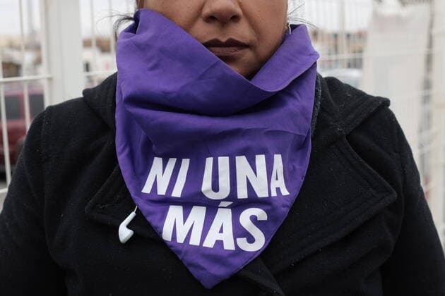Mexico: Feminist march 10 years after the disappearance of Idaly Juache Laguna, family members and activists carry out march and memorial in the specialized women s prosecutor. Juarez Mexico Copyright: DavidxPeinado