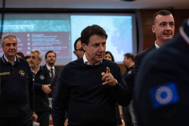 February 22, 2020, Rome, Italy: The Prime Minister Giuseppe Conte attends a press conference at the Civil Protection Department, after the meeting of the Council of Ministers. Rome Italy - ZUMAs197 20200222_zaa_s197_164 Copyright: xCosimoxMartemuccix