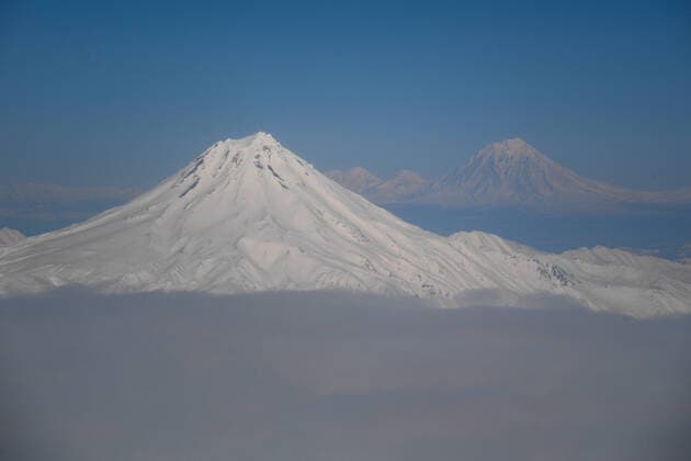 Creative Highlights World KAMCHATKA TERRITORY, RUSSIA - FEBRUARY 23, 2020: A helicopter view of Mutnovsky Volcano in the south of the Kamchatka Peninsula. Yuri Smityuk TASS  TS0CF67A