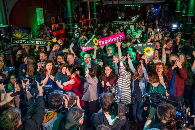 Hamburg Hamburg, Hamburg, Europe, europe, Northern Germany, Northern Germany, Hanseatic City, germany, Germany Election party of the party Buendnis 90 The Greens in a crust with Anna Gallina Katharina Fegebank, Annalena Baerbock Citizenship election 2020, Election, Party,