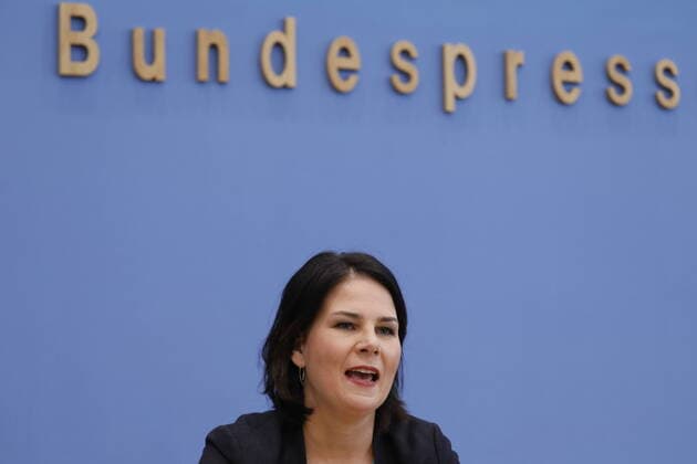 Annalena Baerbock, Federal Chairwoman of Bündnis 90 Die Grünen, Germany, Berlin, Federal Press Conference, Topic Bündnis 90 Die Grünen Effects of the Hamburg State Parliamentary Elections on Federal Politics, 24 02 202