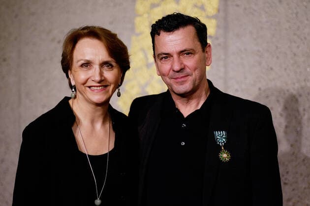 Director Christian Petzold and the French ambassador in Germany Anne Marie Descôtes at the Photocall on the occasion of the award of the French cultural order Ordre Officier des Arts et des Lettres Order of Arts and Literature on the occasion of the 70 International Film Festival Berlin snapshot photography xK M Krause
