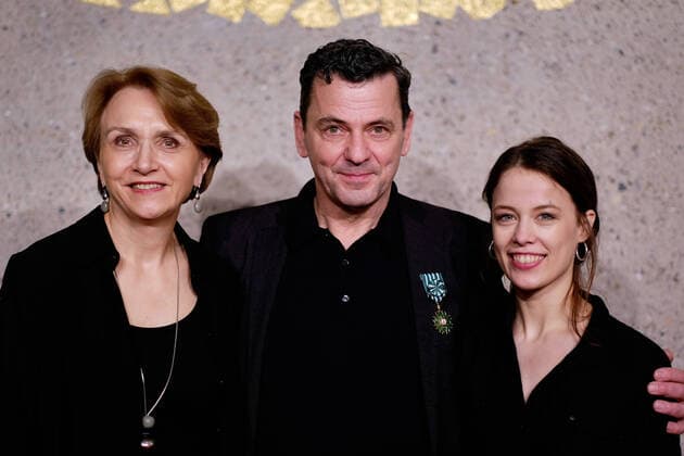 Director Christian Petzold, the French Ambassador to Germany Anne Marie Descôtes and actress Paula Beer at the photocall on the occasion of the award of the French cultural order Ordre Officier des Arts et des Lettres Order of Arts and Literature at the 70th Berlin International Film Festival snapshot photography xK M Krause