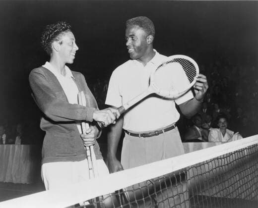 Althea Gibson (1927-2003) and Jackie Robinson (1919-1972), were the first African American champions of their sports to participate in fully integrated competition. Gibson won championships at Grand Slam tournaments, including Wimbledon and the United Sta Courtesy Everett Collection PUBLICATIONXNOTxINxCANxCHNxFRAxITAxJPNxNORxPOLxRUSxESPxUKxUSA Copyright: xCourtesyxEverettxCollectionx HISL014 EC109