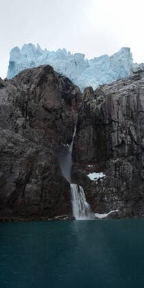 Panorama image of glacier fingers coming down to seashore, Nunavut and Northwest Territories, Canada, North America Copyright: RaulxTouzon 1318-25