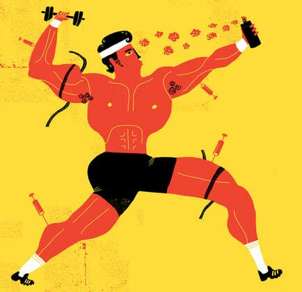 Muscular bodybuilder uses a spray  Copyright: xOivindxHovlandx 11250163
