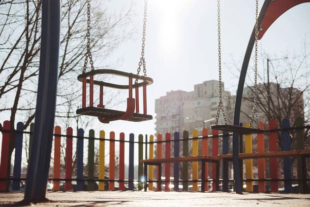 Empty swings of a playground, Sofia, Bulgaria  BZF00532