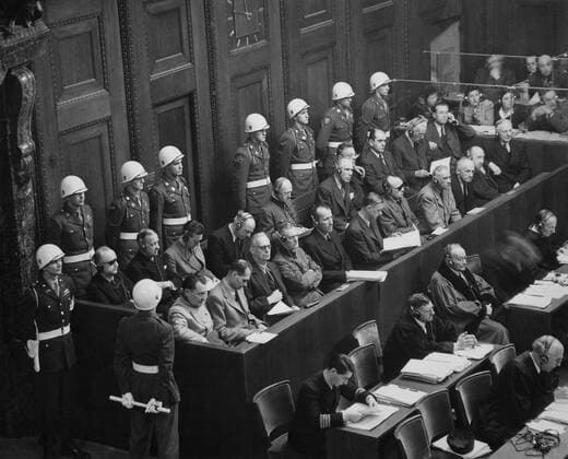 Former Nazi Germany s military and political leaders on trial at Nuremberg. They were prosecuted for waging aggressive war and crimes against humanity. Nov. 1945-Oct. 1946. (BSLOC_2014_13_3) For usage credit please use; PUBLICATIONXNOTxINxCANxCHNxFRAxITAxJPNxNORxPOLxRUSxESPxUKxUSA Copyright: xCourtesyxEverettxCollectionx HISL038 EC515
