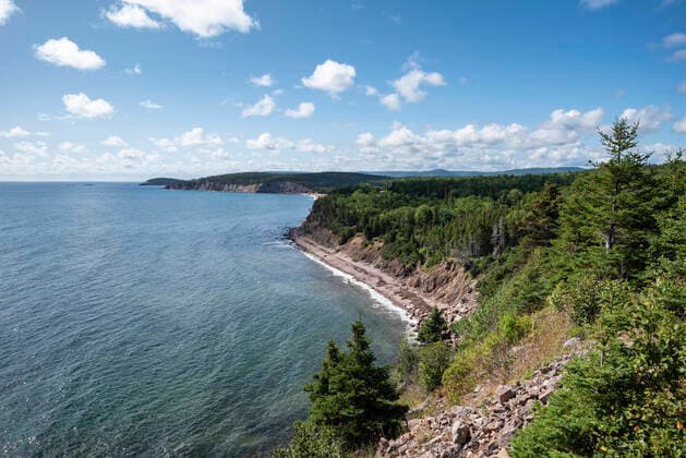 Canada, Nova Scotia, Ingonish, Coastal landscape of Cape Breton Highlands National Park  ELF02106