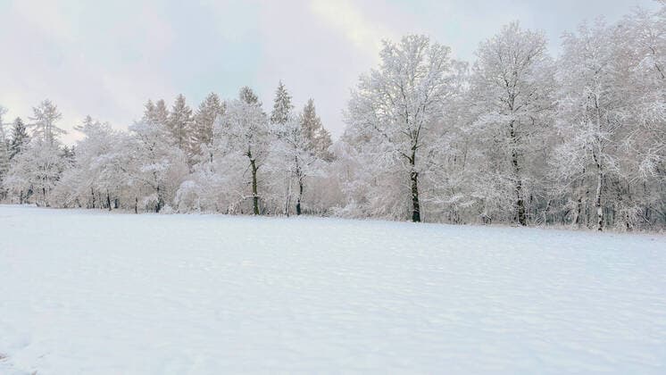 Winter in the Siegerland, the landscape is winter like here at Siegen Oberschelden, a rather rare sight this winter Winter in the Siegerland on 28 02 2020 in Siegen Germany