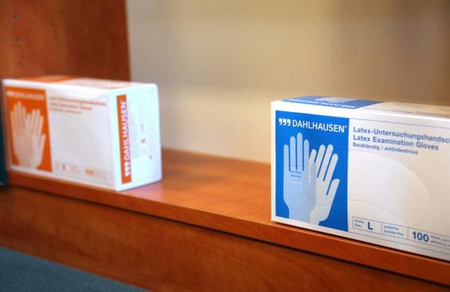 Corona 28 02 2020 , Erfurt, pharmacy, besides disinfectants hand disinfection and surface disinfection disposable gloves are largely out of stock