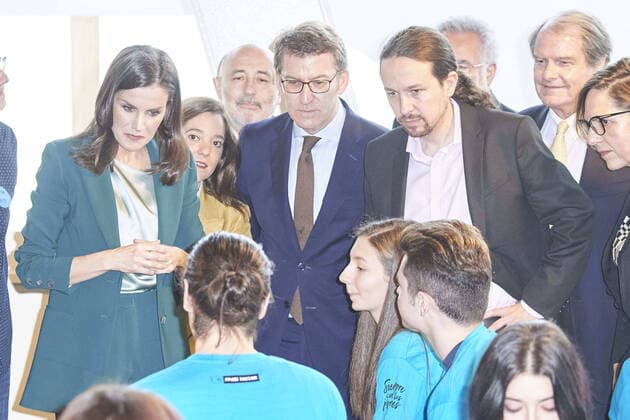 February 28, 2020, A Coruna, Galicia, Spain: Queen Letizia of Spain, Pablo Iglesias, Vice President of Social Rights and Agenda 2030 attends the Proclamation of the winner of the Ã¢â‚¬Ëœ2020 Princess of Girona Foundation Social category at Agora sociocultural center on February 28, 2020 in A Coruna, Spain A Coruna Spain  - ZUMAg15_ 20200228_zaf_g15_025 Copyright: xJackxAbuinx