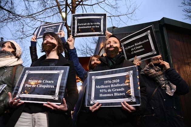 Demonstration of women during the Cesar ceremony to protest against the appointments of Roman Polanski.  JulienxMattiax xLexPictorium LePictorium_0225158