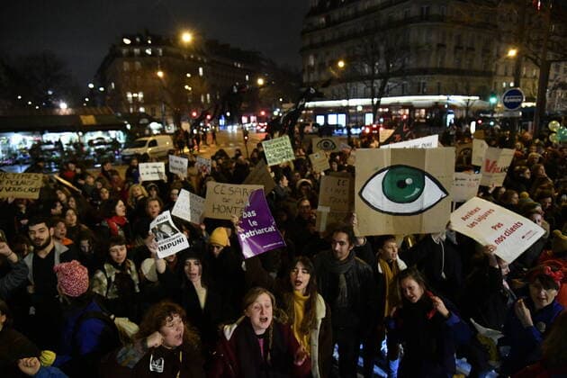 Demonstration of women during the Cesar ceremony to protest against the appointments of Roman Polanski.  JulienxMattiax xLexPictorium LePictorium_0225163