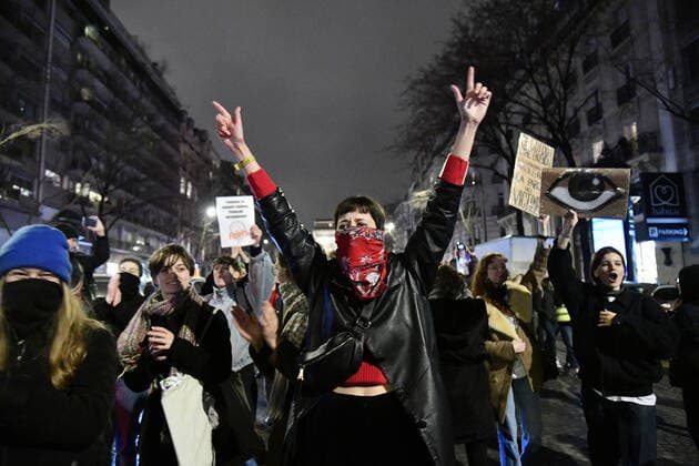 Tear gas is fired at the Demonstration of Women during the Cesar Awards ceremony to protest against the appointments of Roman Polanski.  JulienxMattiax xLexPictorium LePictorium_0225164