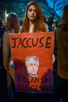 Protestators outside salle Pleyel before 2020 Cesar ceremony. Rassemblement de militantes et d associations féministes lors d une manifestation organisée par Osez le féminisme devant la salle Pleyel à Paris lors de la 45e édition de la cérémonie des César. Les participantes sont venues protester contre les 12 nominations du film J accuse de Roman Polanski. 251998 2020-02-27 Paris France  Copyright: xBarbaraxNeymanx xStarfacex STAR_251998_030