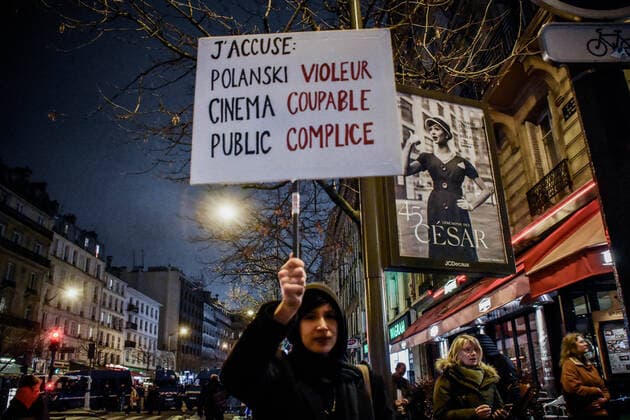 Protestators outside salle Pleyel before 2020 Cesar ceremony. Rassemblement de militantes et d associations féministes lors d une manifestation organisée par Osez le féminisme devant la salle Pleyel à Paris lors de la 45e édition de la cérémonie des César. Les participantes sont venues protester contre les 12 nominations du film J accuse de Roman Polanski. 251998 2020-02-27 Paris France  Copyright: xBarbaraxNeymanx xStarfacex STAR_251998_083
