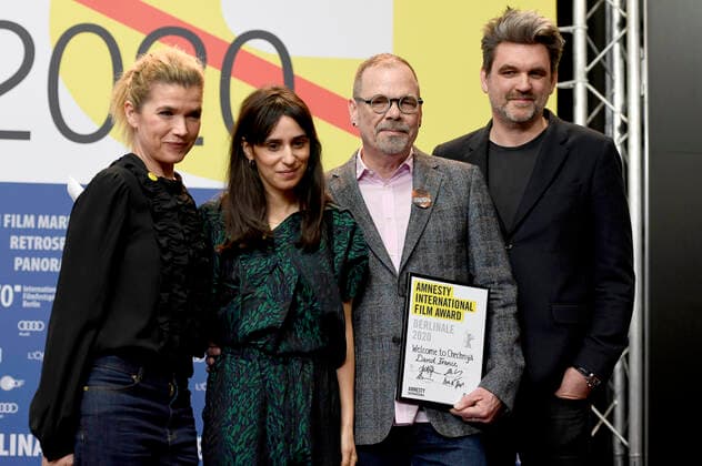 Anke Engelke, Maryam Zaree, David France and Sebastian Schipper at the presentation of the Amnesty International Film Award 2020 for the film Welcome to Chechnya at the Berlinale 2020 70 Berlin International Film Festival at the Hotel Grand Hyatt Berlin, 29 02 2020 Foto:xC.xNiehausx xFuturexImage