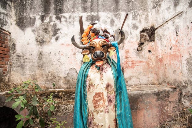 February 29, 2020, Almolonga, Veracruz, Mexico: People from Almolonga Veracruz, celebrate their carnival dressed in their traditional bull masks. This carnival is one of the oldest in the region and dates back to the time when African slaves revealed themselves against Europeans in these lands. Almolonga Mexico - ZUMAqp1_ 20200229_zip_qp1_005 Copyright: xHectorxAdolfoxQuintanarxPerezx