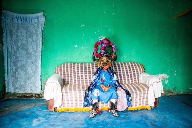 February 29, 2020, Almolonga, Veracruz, Mexico: People from Almolonga Veracruz, celebrate their carnival dressed in their traditional bull masks. This carnival is one of the oldest in the region and dates back to the time when African slaves revealed themselves against Europeans in these lands. Almolonga Mexico - ZUMAqp1_ 20200229_zip_qp1_007 Copyright: xHectorxAdolfoxQuintanarxPerezx