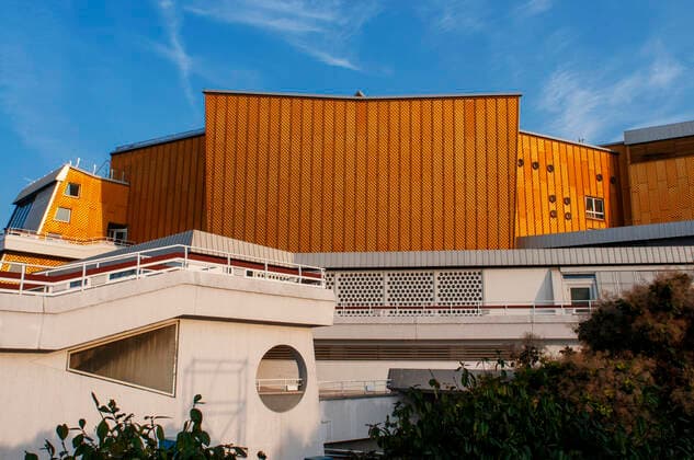 Philharmonic Orchestra Hall in Berlin Germany. The emblematic building of the Concert Hall is the home to the Philharmonic Orchestra of Berlin. It was designed by Hans Scharoun and built in 1963. Berlin Brandenburg Germany Copyright: xSergixReboredox xVWPicsx SRE-BY2542