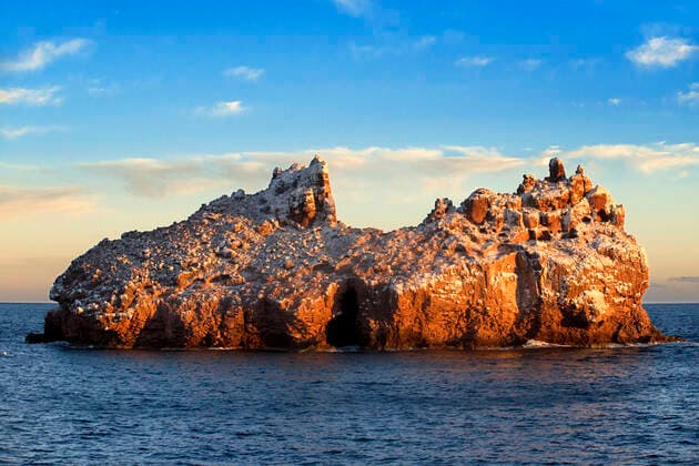 The guano coated sea cliffs at Los Islotes sea lion rookery, Sea of Cortez, Baja California, Mexico. Californian Sea Lion Zalophus californianus Mexico Sea of Cortez Baja California, La Paz. Los Cabos Mexico Copyright: xSergixReboredox xVWPicsx SRE-031-DR2474