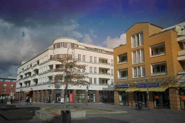 Shopping zone, city centre, Rathausmarkt, Kleinmachnow, Brandenburg