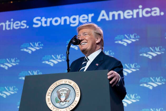 March 3, 2020, Washington, DC, United States of America: U.S President Donald Trump deliver remarks at the National Association of Counties Legislative Conference in the Washington Hilton March 3, 2020 in Washington, DC. Washington United States of America - ZUMAp138 20200303_zaa_p138_001 Copyright: xJoycexBoghosian WhitexHousex