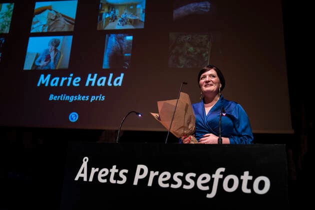 Marie Hald receives the award for this years report, International AAret Press photo 2019 awards ceremony in the Black Diamond in Copenhagen on Friday, March 6, 2020, Copenhagen Denmark,  Copyright: MartinxSylvestx cop102 spdk20200306-161652-L