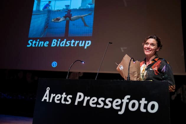 Stine Bidstrup receives the award for this years sports image AArets Press photo 2019 awards ceremony in the Black Diamond in Copenhagen on Friday, March 6, 2020, Copenhagen Denmark,  Copyright: MartinxSylvestx cop102 spdk20200306-161749-L