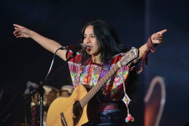 March 7, 2020, Mexico City, Mexico: Chilean singer and activist Sara Curruchich performs live on stage during the Tiempo de Mujeres Music Festival at Zocalo in Mexico City. Mexico City Mexico - ZUMAs197 20200307_zaa_s197_530 Copyright: xCarlosxTischlerx