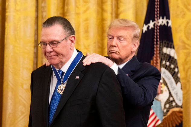 March 10, 2020, Washington, DC, United States: March 10, 2020 - Washington, DC, United States: President DONALD TRUMP and General JACK KEANE at the presentation of the Presidential Medal of Freedom to General JACK KEANE. Washington United States - ZUMAb161 20200310_zap_b161_028 Copyright: xMichaelxBrochsteinx