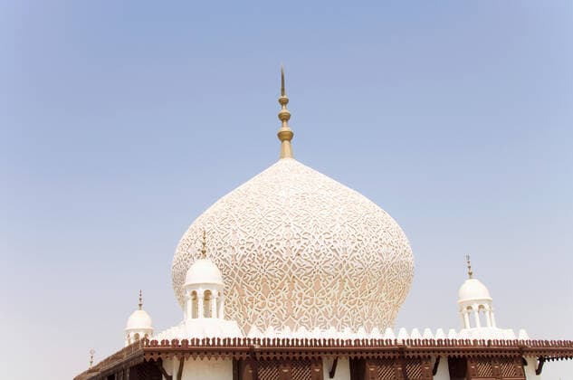 Close-up view of design on white domed of Abdul Raouf Hasan Khalil museum in Makkah Province, Saudi Arabia  Copyright: xStillxWorksx SW29925