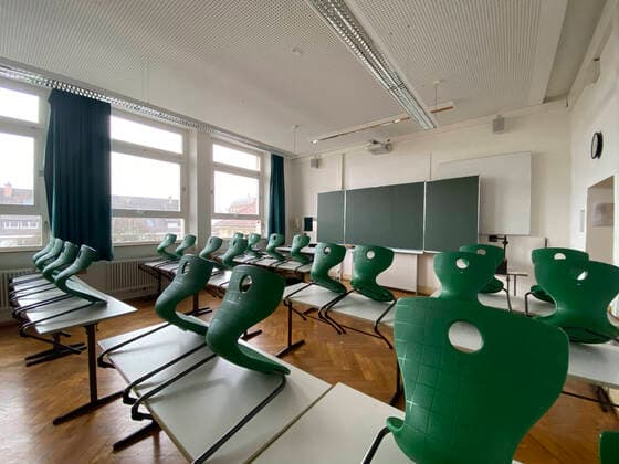 School cancelled due to Corona Virus, Covid 19, SARS CoV 2, empty classroom, Germany School cancelled due to Corona Virus, Covid 19, SARS CoV 2, empty classroom, Germany
