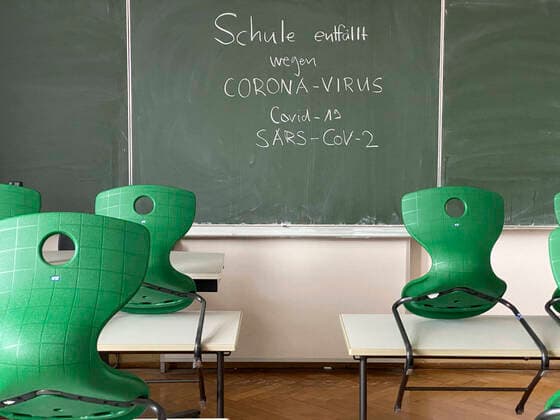 School cancelled due to Corona Virus, Covid 19, SARS CoV 2, empty classroom, Germany School cancelled due to Corona Virus, Covid 19, SARS CoV 2, empty classroom, Germany