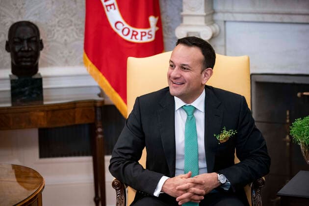 March 12, 2020, Washington, District of Columbia, USA: Prime Minister Leo Varadkar of Ireland listens during a meeting with United States President Donald J. Trump, not pictured, in the Oval Office of the White House in Washington, D.C., U.S., on Thursday, March 12, 2020. .Credit: Pool via CNP Washington USA - ZUMAs152 20200312_zaa_s152_051 Copyright: xAlxDragox