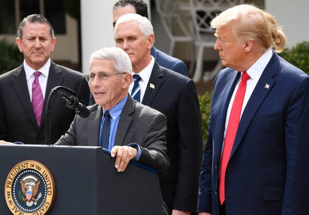 Dr. Anthony Fauci speaks when President Donald Trump declares a national emergency due to the Coronavirus (COVID-19) pandemic, during a news conference at the White House in Washington, D.C. on Friday, March 13, 2020. The declaration allows the administration to utilize FEMA in emergency management and gives them the authority to provide funding to state and local governments.  WAP202003139040 KEVINxDIETSCH