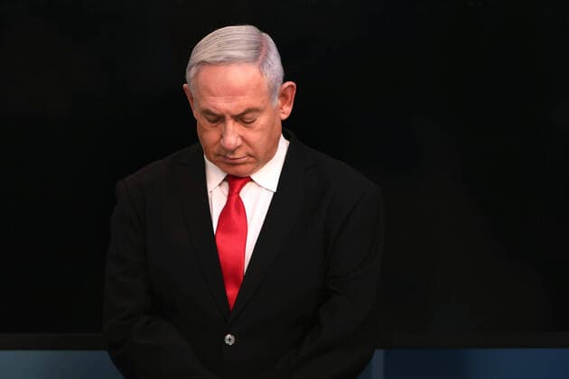 Israeli Prime Minister Benjamin Netanyahu arrives for a speech at his Jerusalem office on Saturday, March 14, 2020, regarding the new measures that will be taken to fight the Corona virus in Israel. Netanyahu said Israel would shut down eateries, shopping centers, and gyms in a bid to halt the spread of coronavirus. Netanyahu also said he would ask the government s approval in the upcoming cabinet meeting set to be held via video conference to allow technologies used in the war against terror to be used to track the movements of Israelis with coronavirus. Pool photo by Gali Tibbon  JERX20200314223 GALIxTIBBON