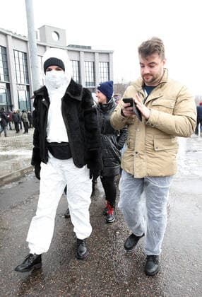 MOSCOW, RUSSIA - MARCH 15, 2020: Fans outside VTB-Arena ahead of a concert by the German-Swedish industrial metal duo Lindemann. The Lindemann duo created by Rammstein vocalist Till Lindemann and Swedish musician Peter Tagtgren, is to give a day and a night concert at the stadium following Moscow Mayor Sergei Sobyanin s decree banning public events with over 5 thousand participants in Moscow due to the coronavirus threat till April 10, 2020. Vyacheslav Prokofyev TASS  TS0D2294