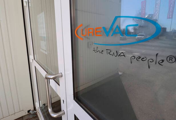 Tuebingen 15 03 2020 Logo of the Tuebingen biopharmaceutical company CureVac AG ULMER