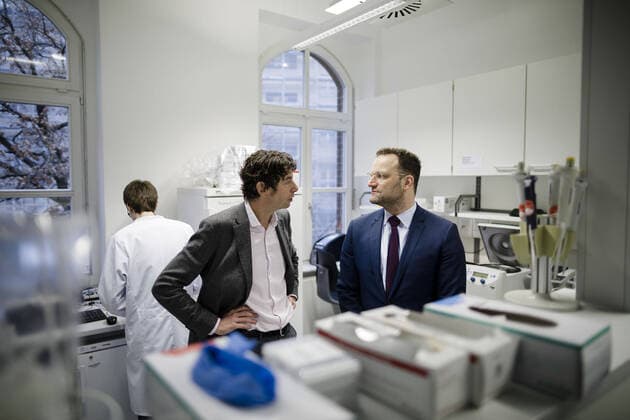 Federal Minister of Health Jens Spahn CDU visits together with the virologist Christian Drosten different laboratories of the Institute of Virology of the Charite Berlin, 07 02 2020 Berlin Germany Copyright: xXanderxHeinl photothek.netx