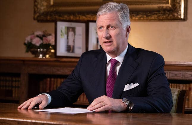 BELGIUM, BRUSSELS, MAR. 16, 2020 - King Filip-Philippe of Belgium delivers a speech regarding the corona virus health crisis at the royal palace in Brussels Copyright Benoit Doppagne POOL Reporters Reporters GYS  BENOITxDOPPAGNE