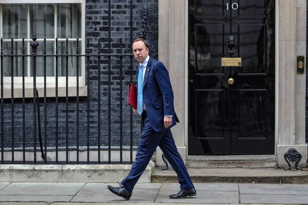 March 17, 2020, London, England, United Kingdom: Health Secretary Matt Hancock leaves Downing Street, London, on Tuesday, Mar 17, 2020 - the day after Prime Minister Boris Johnson called on people to stay away from pubs, clubs and theatres, work from home if possible and avoid all non-essential contacts and travel in order to reduce the impact of the coronavirus pandemic. London United Kingdom - ZUMAx02_ 20200317_zaf_x02_009 Copyright: xVudixXhymshitix
