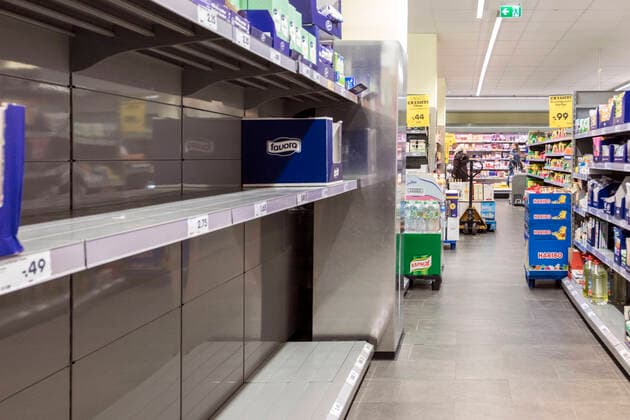 Empty shelves due to hamster purchases at a discount store