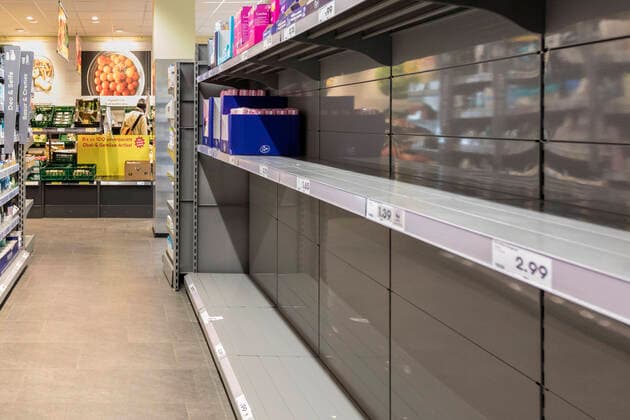 Empty shelves due to hamster purchases at a discount store