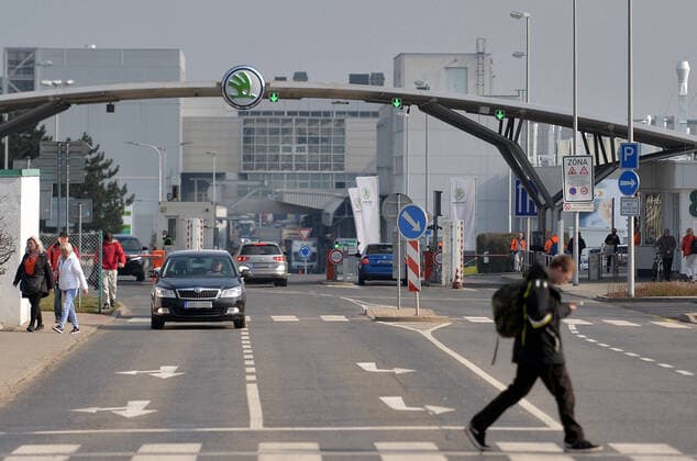 March 18, 2020, Mlada Boleslav, Czech Republic: Volkswagen stop production as Covid-19 brings Europe to screeching halt. On the photo shows the main entrance of the Skoda plant in Mlada Boleslav in the Czech Republic, March 18, 2020...The three largest Czech automakers are closing or significantly reducing their domestic production due to the corinavirus. Skoda Auto, in Mlada Boleslav, will stop for two weeks starting March 18, 2020. Skoda Auto is the largest private employer in the Czech Republic, accounting for some 5% of national GDP. The unions at Skoda Auto asked for employees to be quarantined for 14 days after employee showed signs of coronavirus infection. Mlada Boleslav Czech Republic - ZUMAr156 20200318_zap_r156_002 Copyright: xSlavekxRutax