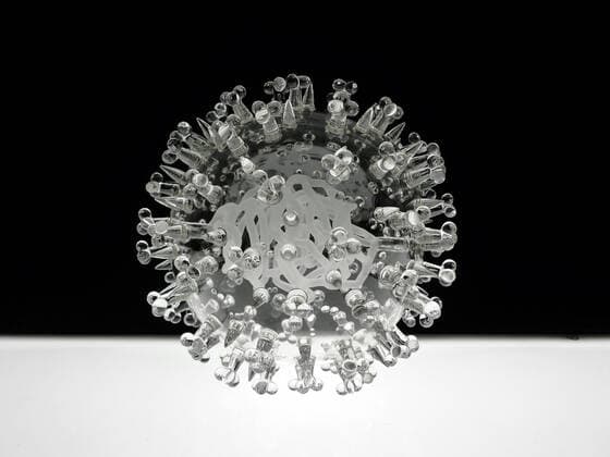 March 19, 2020, Bristol, United Kingdom: IN PHOTO: SARS..Internationally-renowned British artist Luke Jerram has created a coronavirus glass sculpture in tribute to the huge global scientific and medical effort to combat the pandemic...Made in glass, at 23cm in diameter, it is 1 million times larger than the actual virus. ..It was commissioned 5 weeks ago by a university in America to reflect its current and future research and learning in health, the environment and intelligent systems, and its focus on solving global challenges. ..Luke says: Ã¢â‚¬oeHelping to communicate the form of the virus to the public, the artwork has been created as an alternative representation to the artificially coloured imagery received through the media. In fact, viruses have no colour as they are smaller than the wavelength of light.Ã¢â‚¬Â ..Ã¢â‚¬oeThis ar - ZUMAc218 20200319_zia_c218_018 Copyright: xCOVERxImagesx
